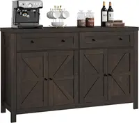 55" Buffet Sideboard Cabinet with Storage, Modern Farmhouse Coffee Bar Cabinet with Drawers and Shelves, Barn Doors Storage 1