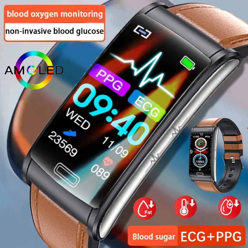 

Blood Sugar ECG+PPG Health Smart Bracelet IP68 Waterproof Sports Smart Watch Men Blood Glucose Blood Pressure Meter Sport Watch