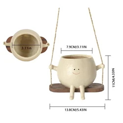 Charming Swinging Face Resin Planter - Cute Wall Hanging Succulent Pot (Planter Pot)