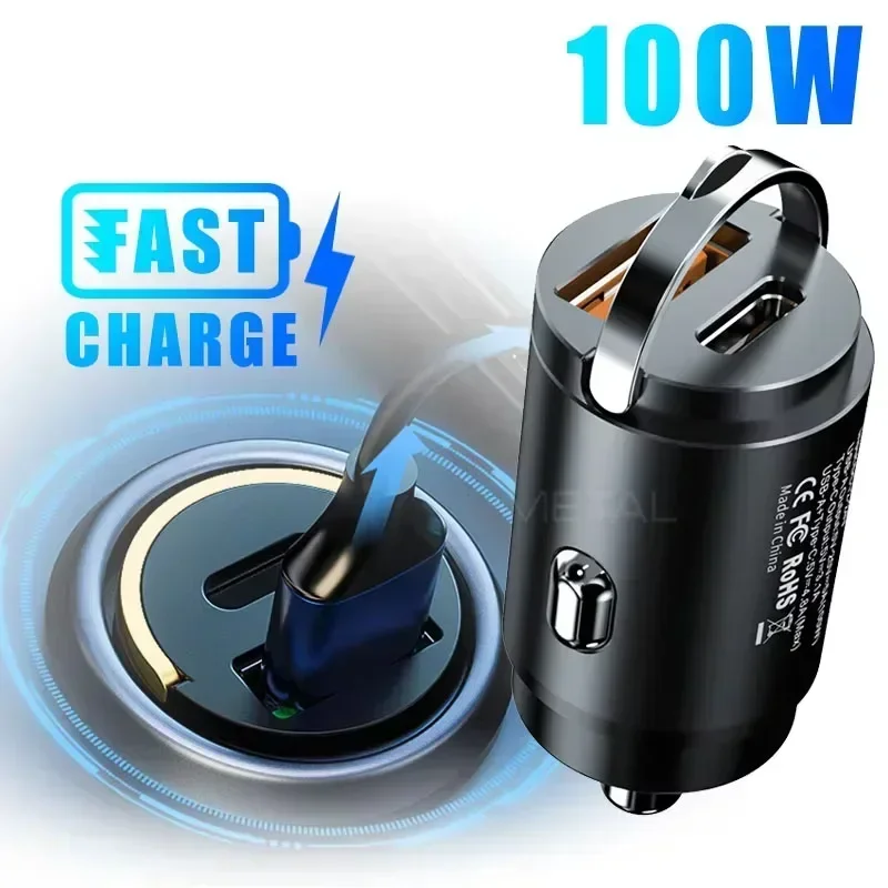 Aluminum Car Charger with Dual USB Ports and Fast Charging