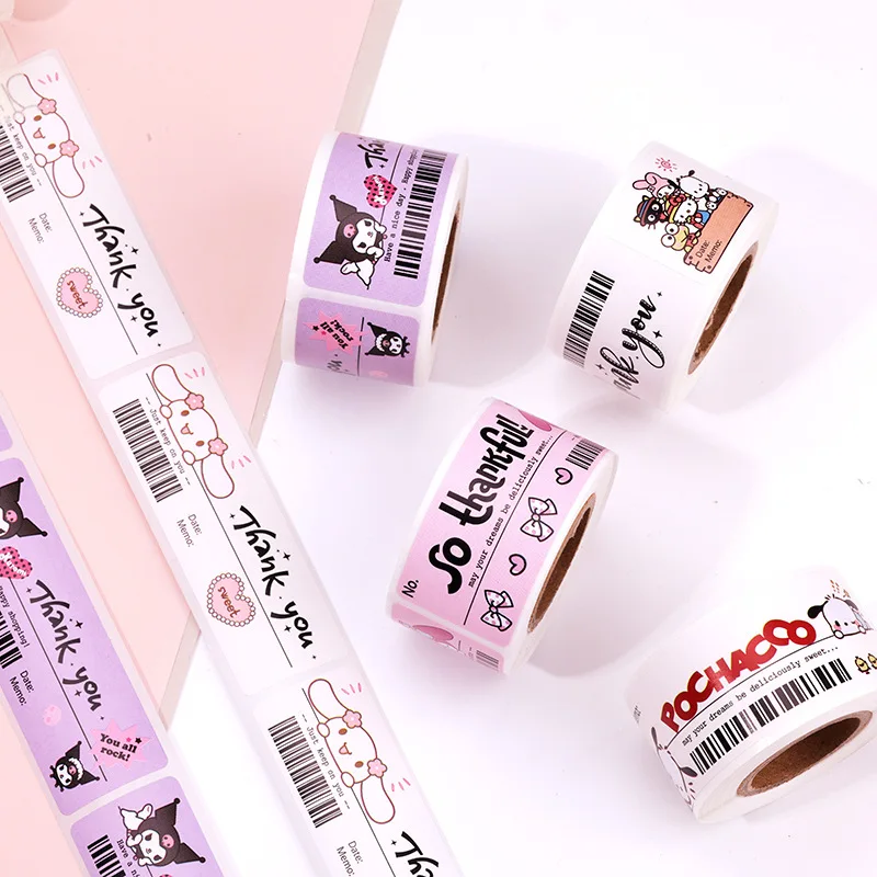 120pcs Cute Sanrio Kuromi My Melody Stickers Roll Kawaii Cartoon Thank You Sealing Labels Sticker Anime Vinyl Decoration Decals 3