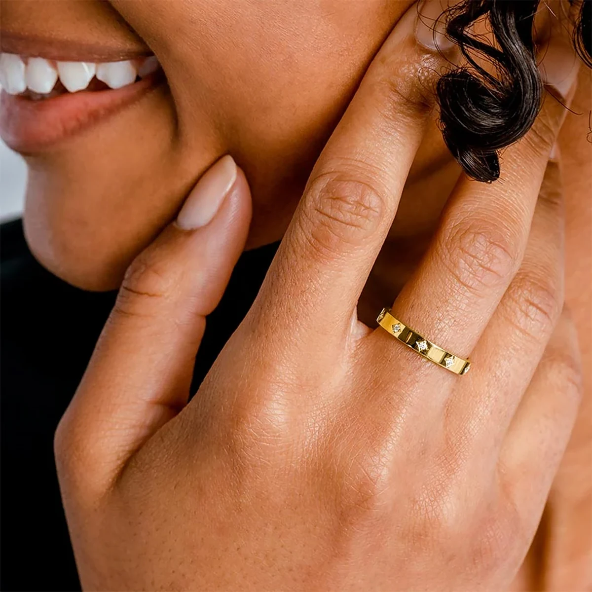 14K Golden Couples Ring Simple Real AU585 Gold Finger Rings GRA Certified Moissanite Wedding Band Engagement Fine Jewelry 4