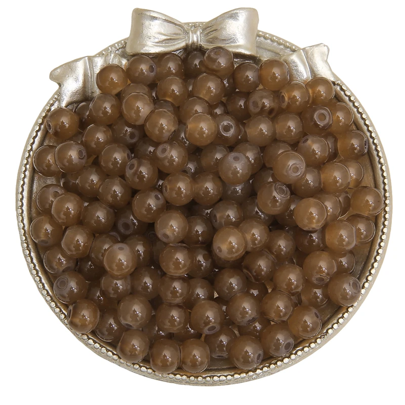 Glossy Jelly Imitation Jade Glass Round Beads – Assorted Sizes for Jewelry Making Supplies