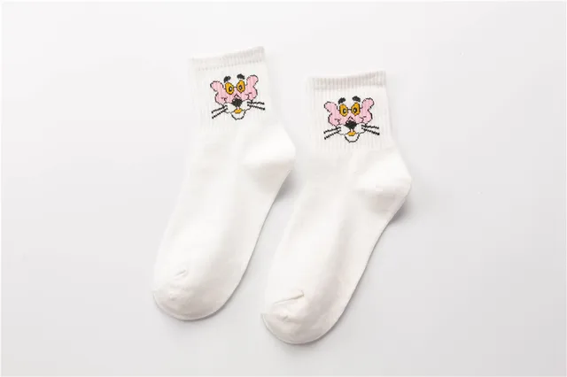 New Women's Socks Cartoon Cotton Casual Low Tube White Cute Student Style Woman Socks 3Pairs/Box 4
