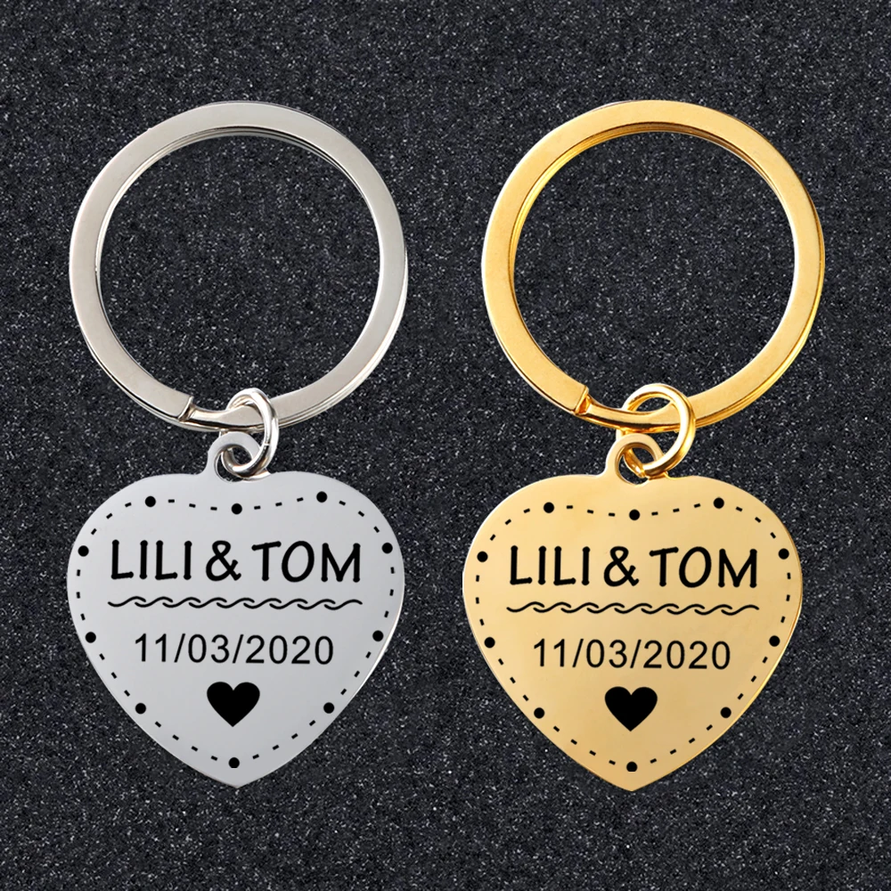 Custom Heart Keychain Personalized Name Anniversary Gift For Boyfriend Girlfriend,Couple Gift For Husband Wife,Couple Kerying