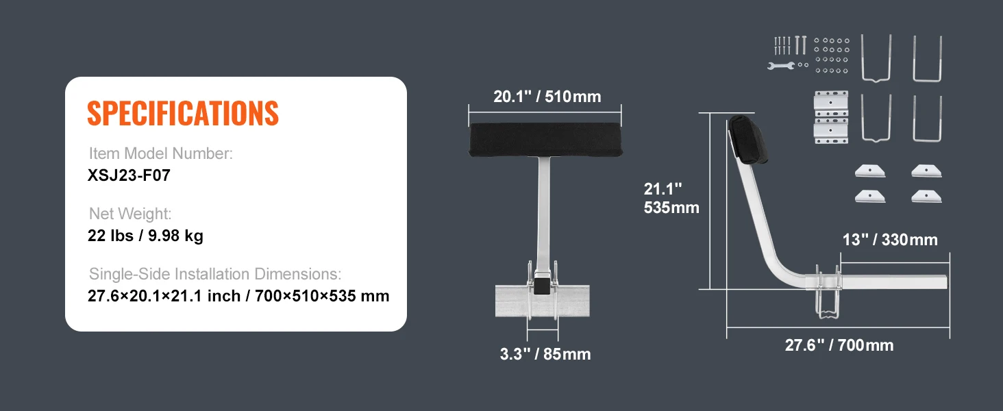 Geleidestangen voor boottrailers die helpen een kleine boot uit te lijnen tijdens het laden