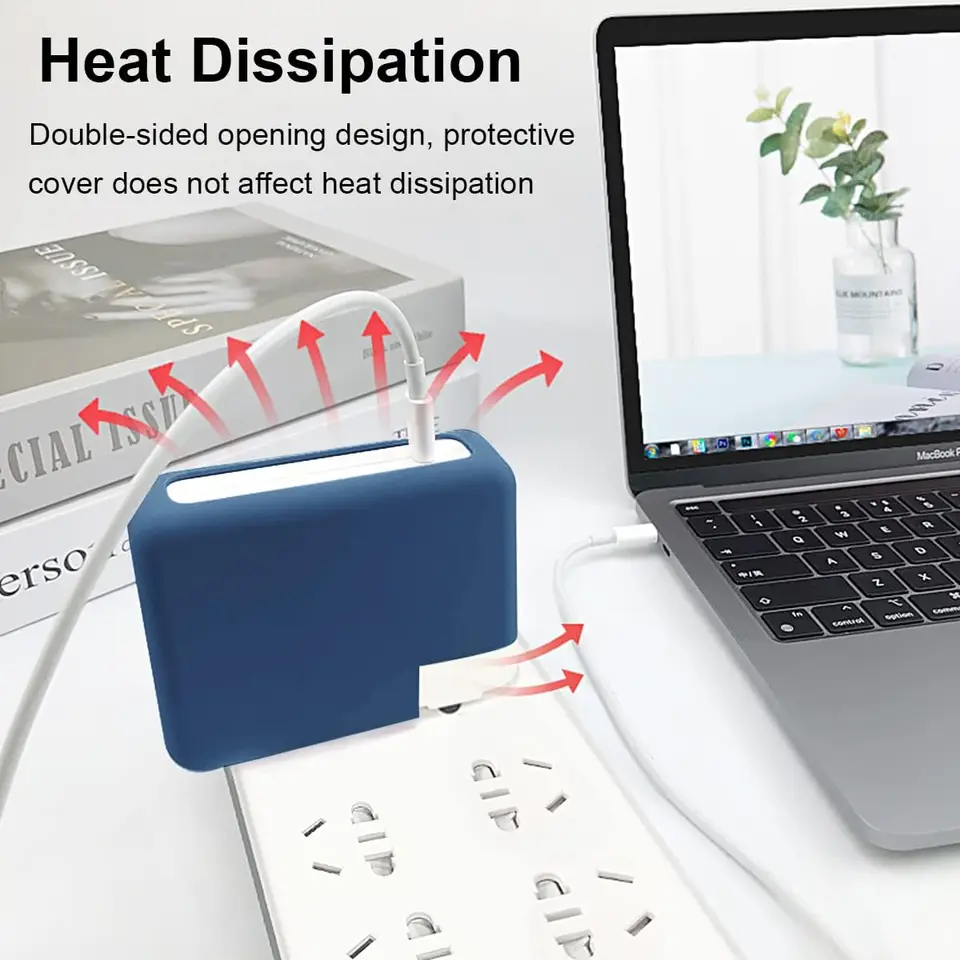 Soft Silicone Charger Case For MacBook Air 30W/35W Adapter - Fits 2023-2018 Models, Baby Pink