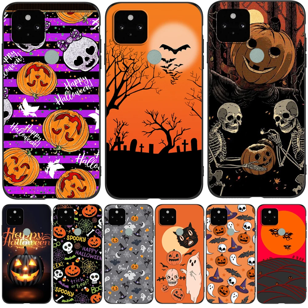 Per Google Pixel 5 Custodia Per Google Pixel 5A 5G Custodia Su Pixel 5 Xl 5G 4G Custodia Pixel5 A 5Xl Custodia In Tpu Nero Halloween