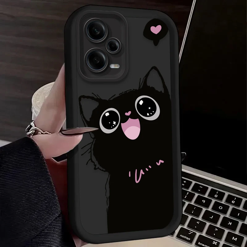 Adorable Cartoon Black Cat Phone Case