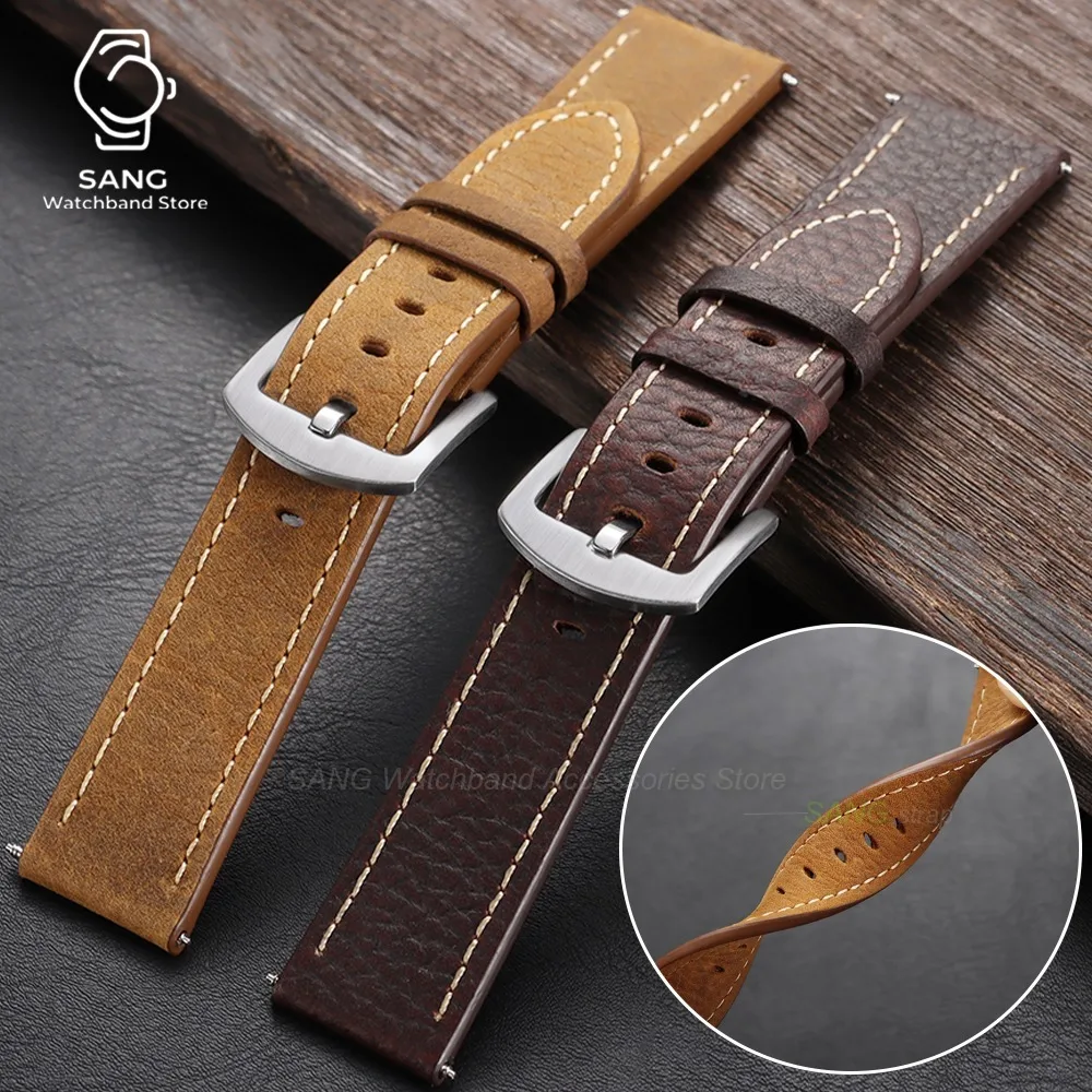 Waterproof Calfskin Leather Watch Strap Bracelet - Universal Sport Wristband Accessory