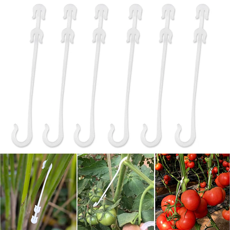 J Shaped Fruit Cherry Tomato Ear Hook Garden Vegetable Plant Grape Support Vines Fastener Clips Trellis Fixed Buckle Hook 50pcs, plastic plant clips, plant clips