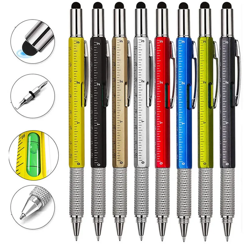 

96Pcs Multifunction Ballpoint Pen with Handheld Tool Measure Technical Ruler Screwdriver Touch Screen Stylus Spirit Level