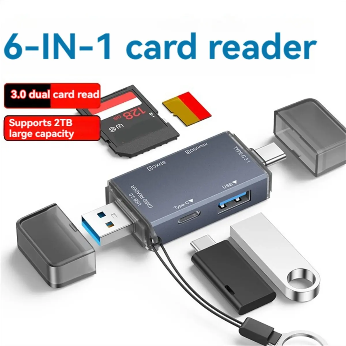 【시즌 세일】 카드 리더기 USB3.0 SD TF 카드 리더기 PC 노트북용 USB 허브 SD 카드 리더기 스마트 메모리 카드리더기