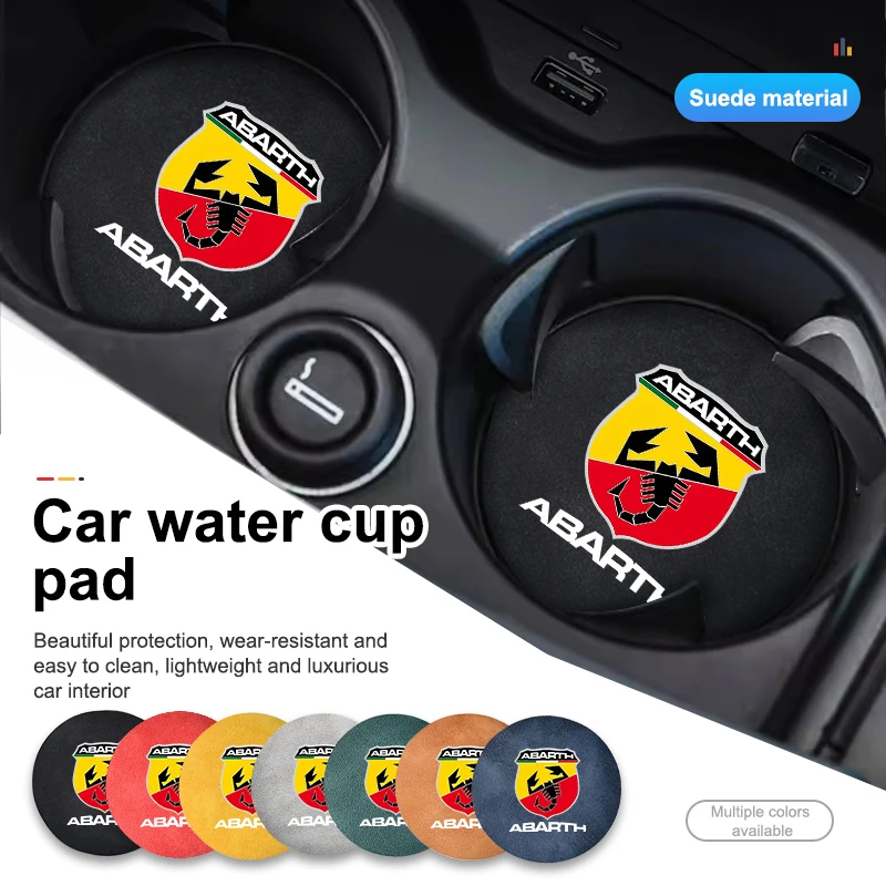 Car Suede Coaster Anti-Slip Water Cup Pad Bottle Holder Mat For Abarth Freemont Strada 500x Grande Punto Ducato Stilo Palio cup holder coasters car coaster pads