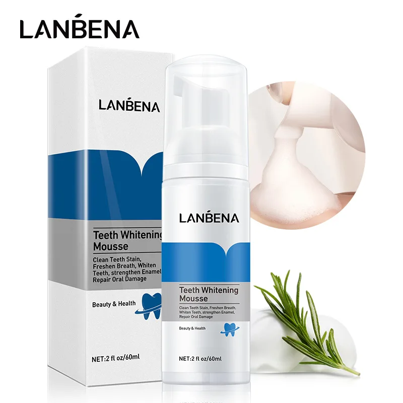Lanbena 60Ml Mousse Sbiancante Per Denti Rimuovi Placca Gialla Macchie Di Fumo Igiene Orale Dentifricio Pulizia Dentale Strumento Per L'Alito Fresco