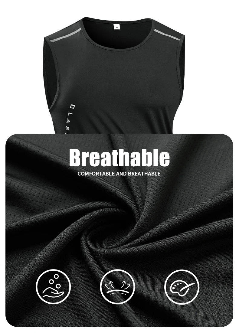 Mens Quick-Dry Running Vest - Breathable Sleeveless Gym Tank Top