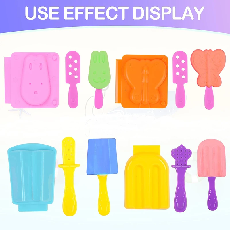 DIY Ice Cream Playdough Mold Plastics Play Dough Accessories For Children Kids Cute Animal Popsicle Plasticine Clay Mould Toys 2