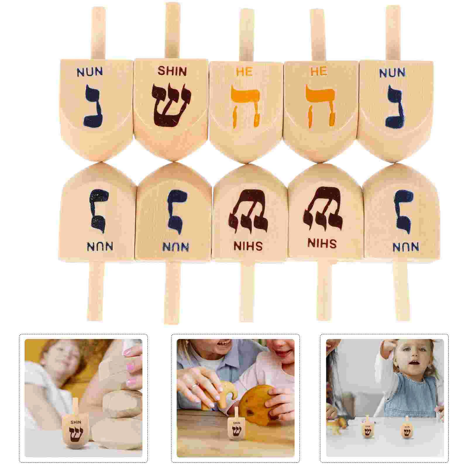 10 Pcs Hanukkah Party Dreidel Game Spinning Top Toy Children's Dreidels for Portable