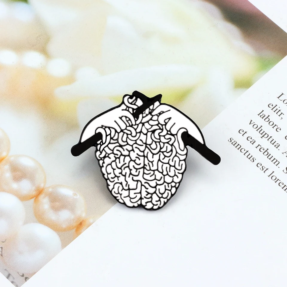 Originality Black Braided Brain Brooches Women Men Punk Style Enamel Pin  Funny T-shirt Badges Decoration Jewelry Gift Wholesale - AliExpress, image size:960x960