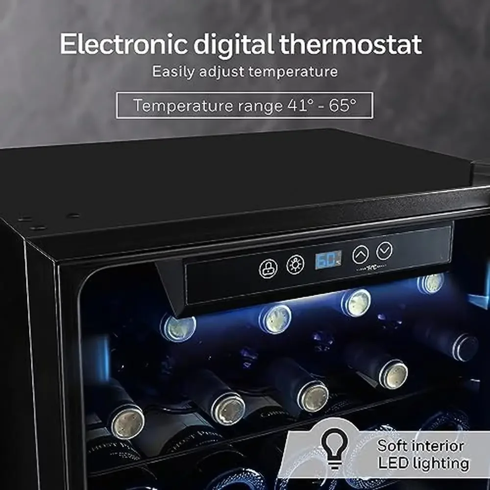 34 Bottle Wine Cooler Refrigerator Large Freestanding Cellar UV-Resistant Double-Paned Glass Electronic Digital Thermostat Pull 3