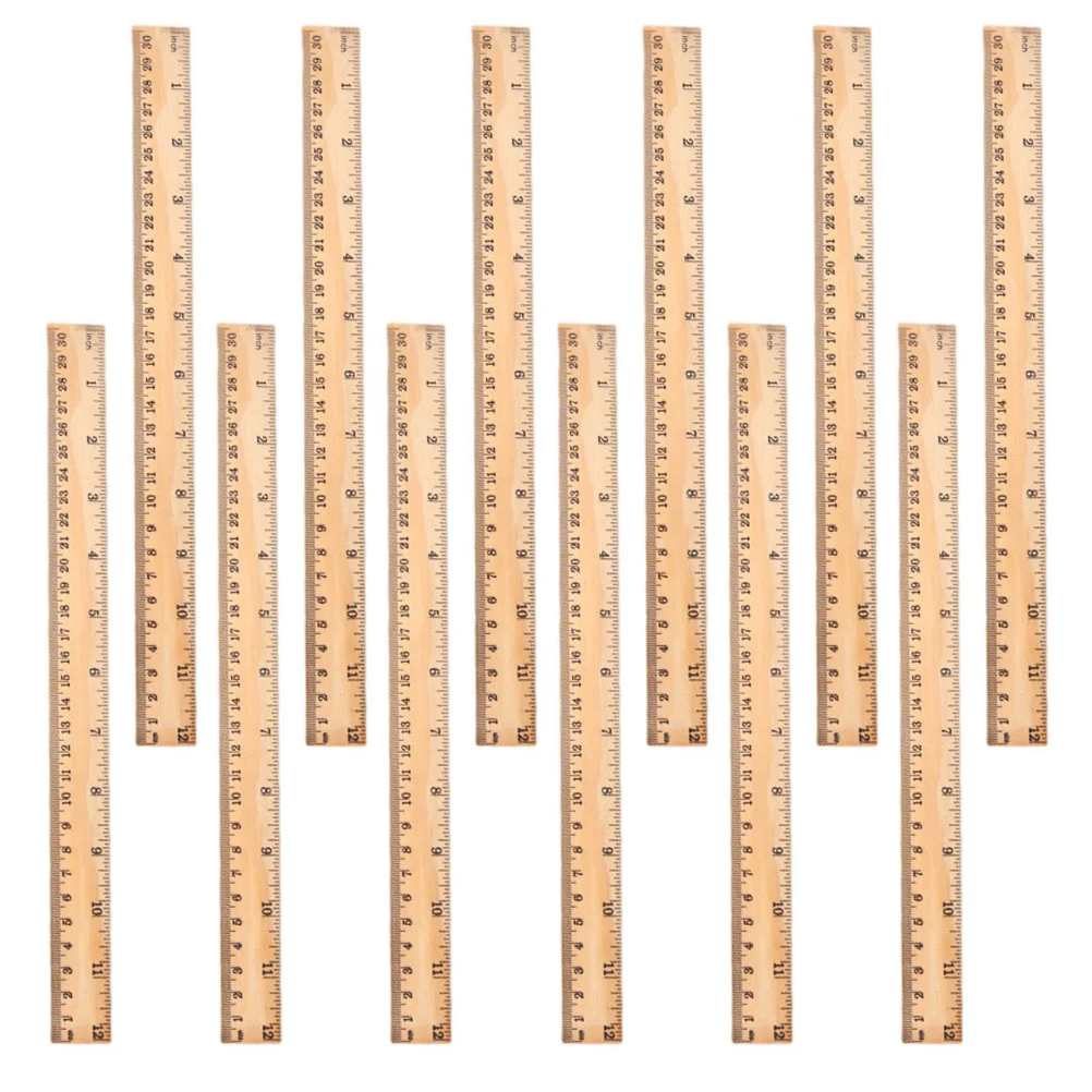 

12Pcs Wooden Ruler, 12 Double Scale Rulers Bulk Portable Kids Rulers for School, Classroom, Home, and Office