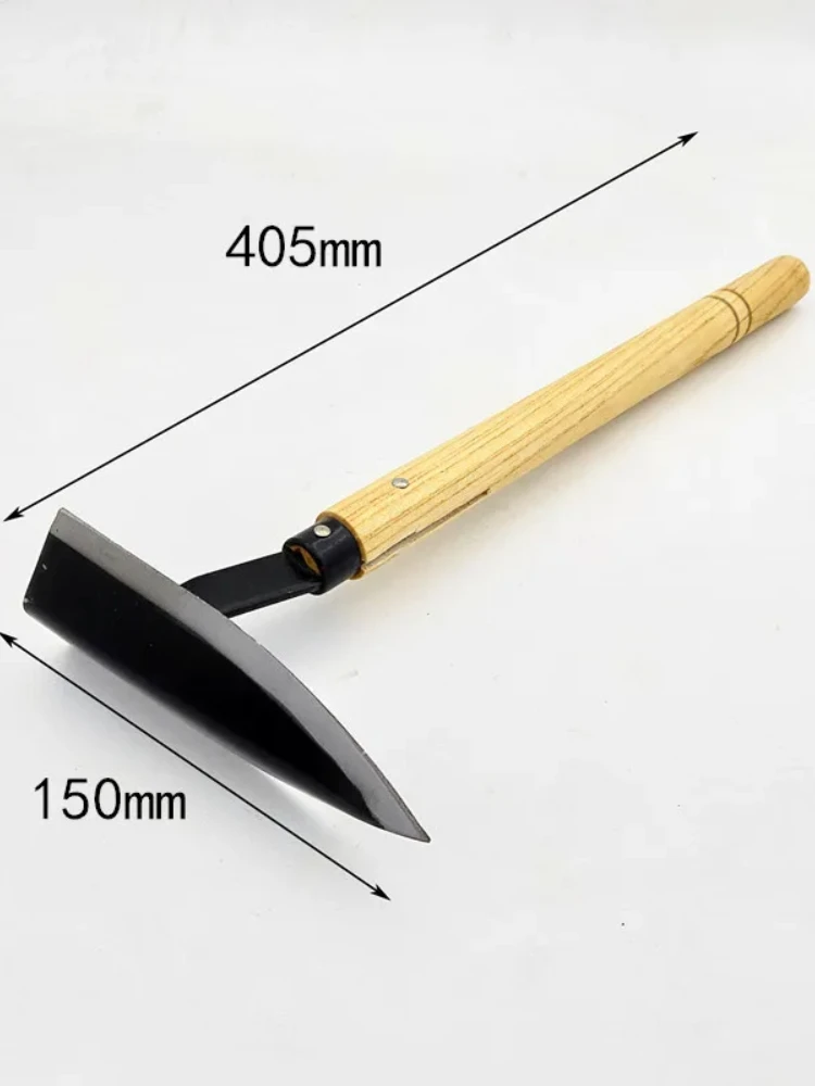 All Steel Toon Wooden Handle Small Triangular Wooden Hoe Outdoor Archaeological Weeding and Fertilization Pointed Hoe 2