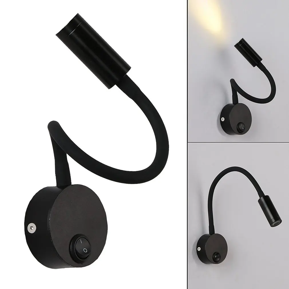 

2022 Hot LED Night Light Wall Lamp 3W Flexible Wall Mounted Sconce Lighting Gooseneck Reading Lights Switch Bedroom Living Room