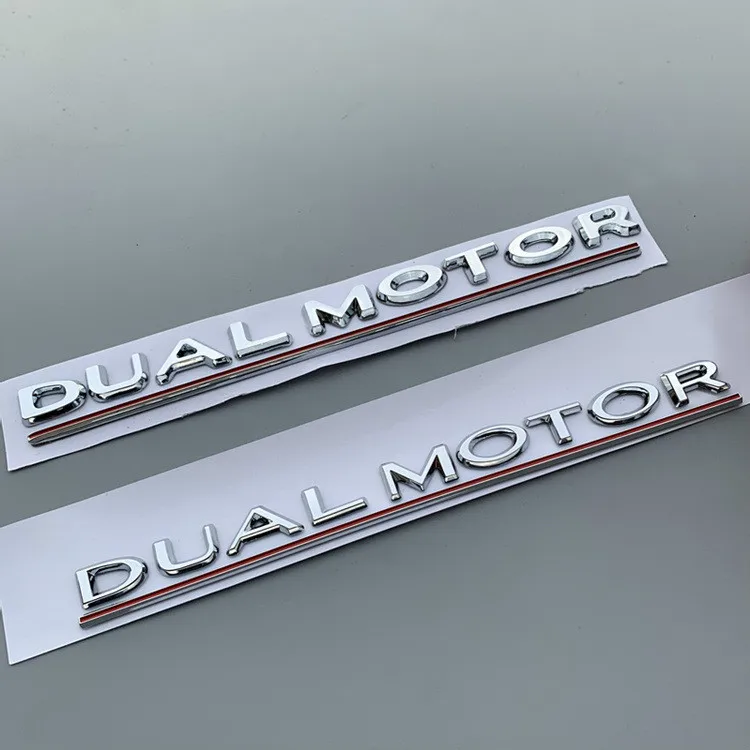 

Качественный автомобильный значок 16,7 см из АБС-пластика с надписью DUAL MOTOR, автомобильные знаки, наклейки, эмблема заднего багажника, серебристо-черная надпись, 10 шт.