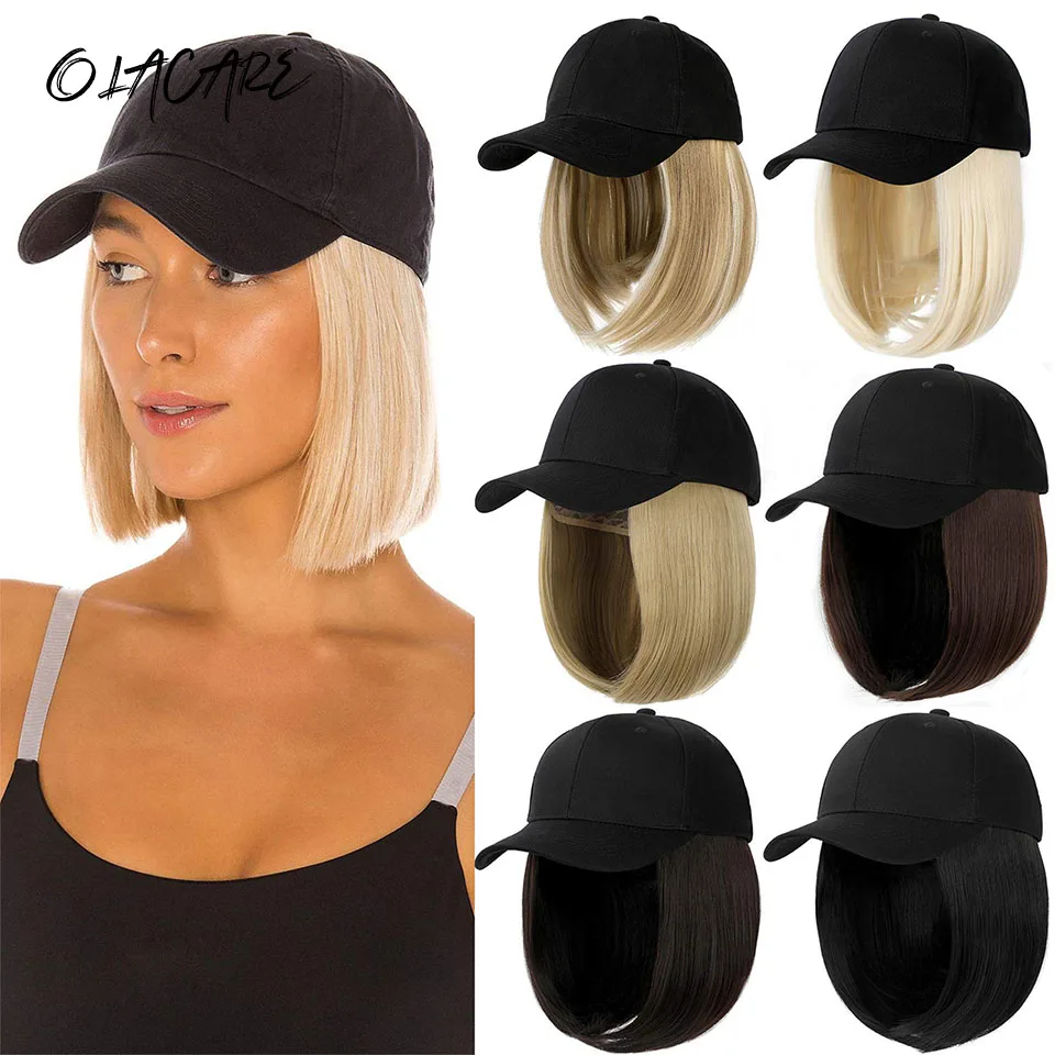 Synthetic Black Baseball Wig Cap for Women