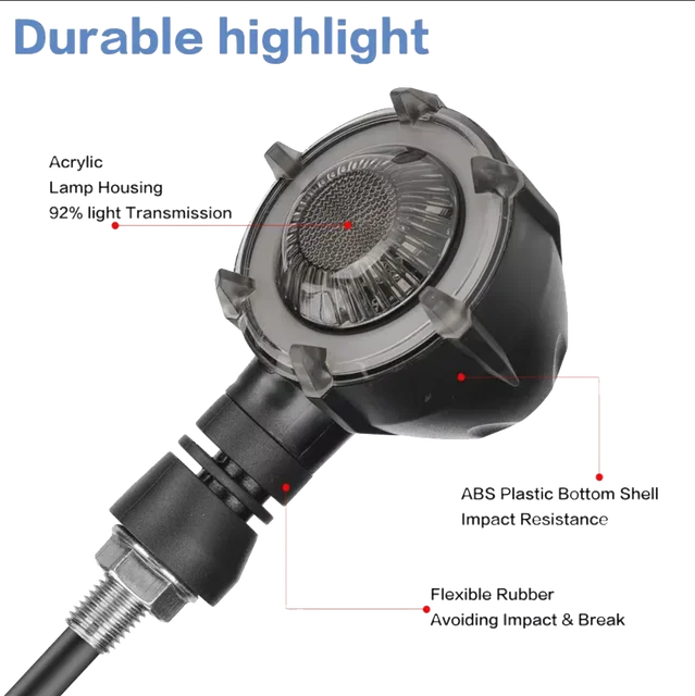 12V 10mm Motorcycle Sequential Flowing Flash Indicator Lamp Retro Dual-color Rotate LED Turn Signal LED Lights