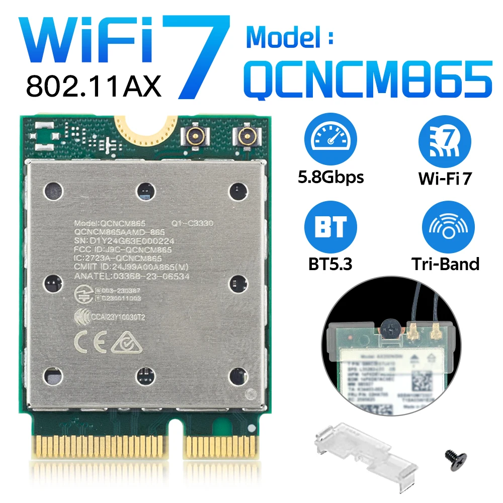 fenvi Wifi 7 QCNCM865 M.2 ネットワークカード Bluetooth 5.3 最大