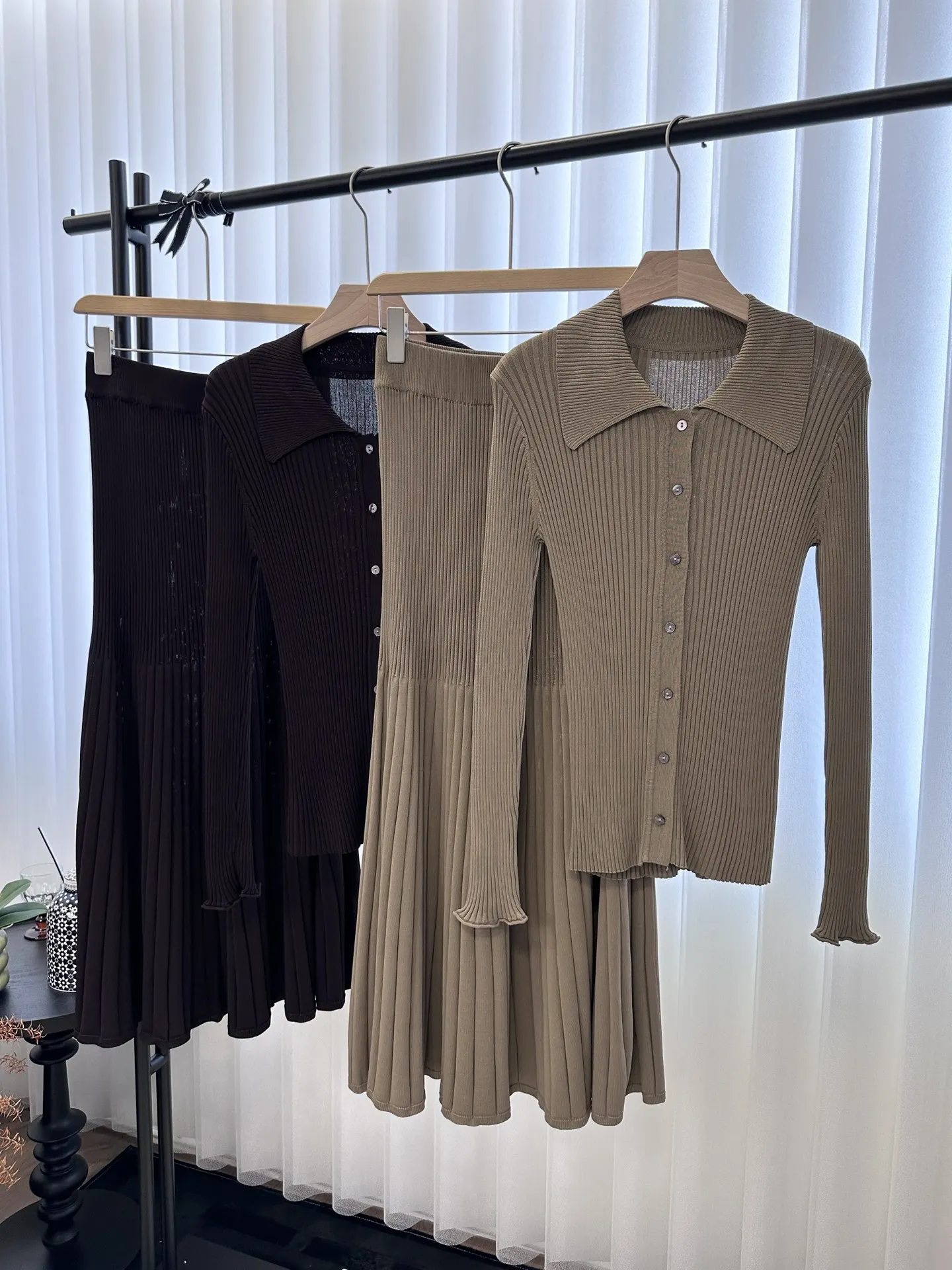 

2023 Autumn/Winter Fashion New Women's Clothing Lapel Sunken Stripe Knitting Suit 0912