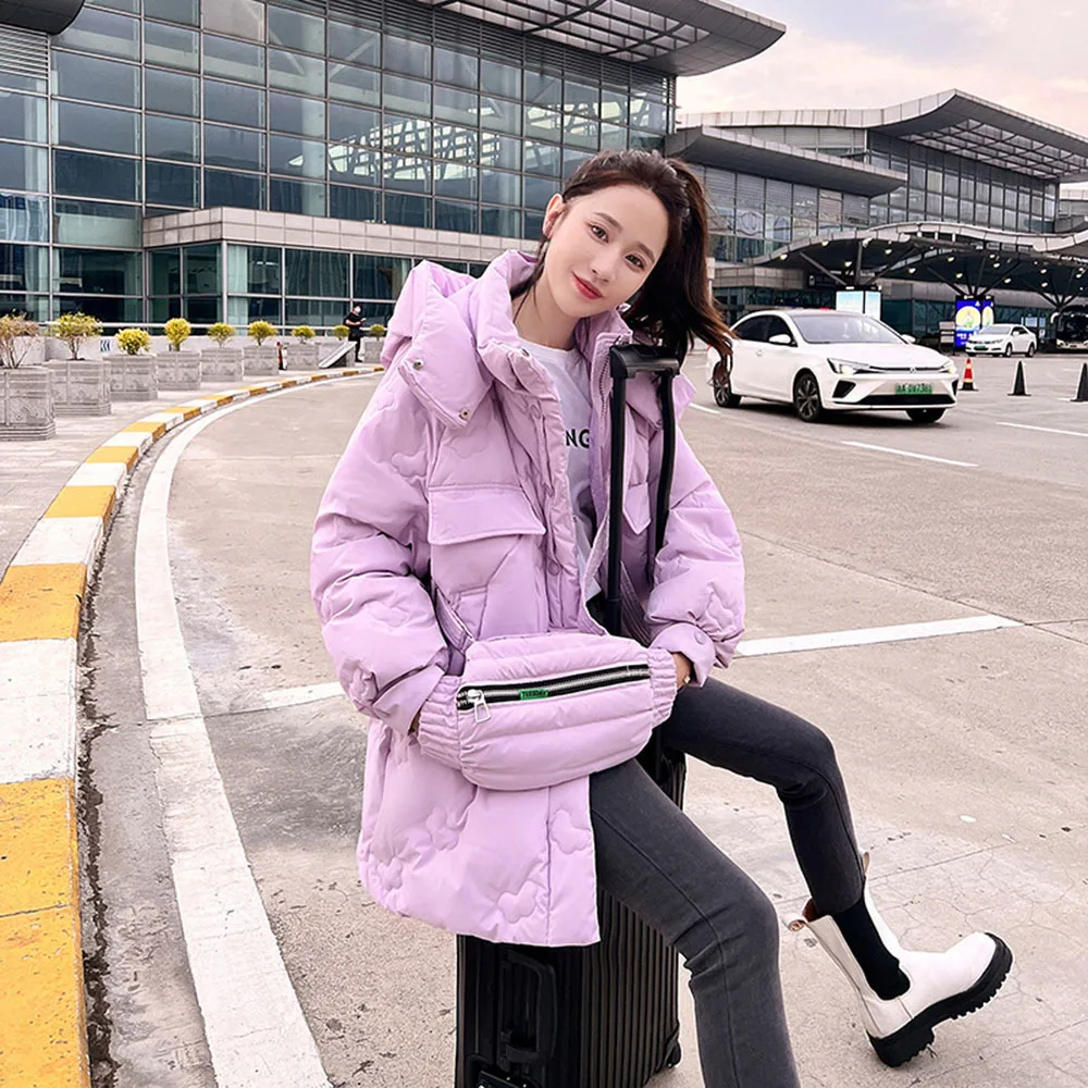 

New Hooded Parka Women Winter Clothes Casual Long Puffer Jacket Warm Female Overcoat With Messenger Bag Windproof Snow Wear Coat
