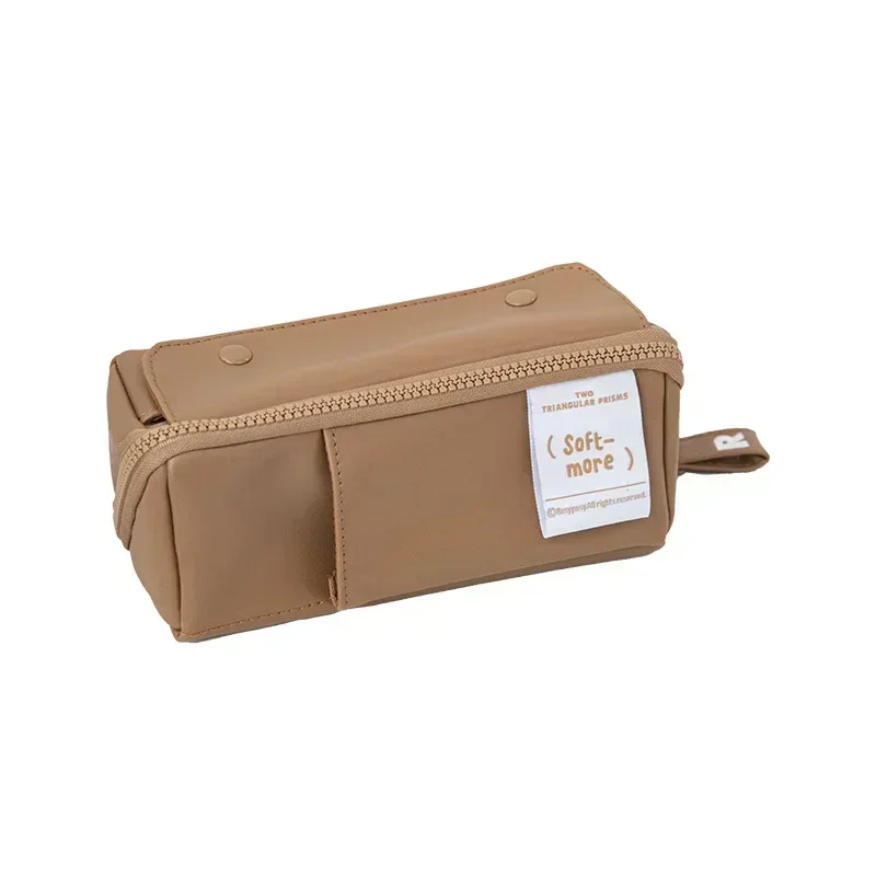 1 Piece Coffee Color Series Pencil Case Simplicity Fashion High Capacity Stationery Pencil Bag Waterproof PU Leather Bag