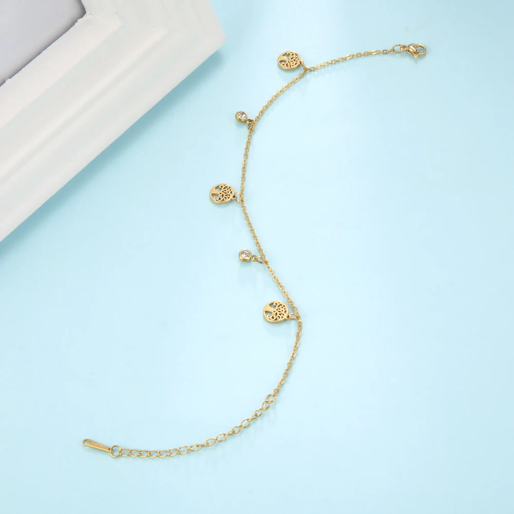Cazador Zirkon Baum des Lebens Armbänder auf Hand für Frauen Gold Farbe Edelstahl Tier Kreuz Charme Armband Schmuck Geschenk – Detail 9