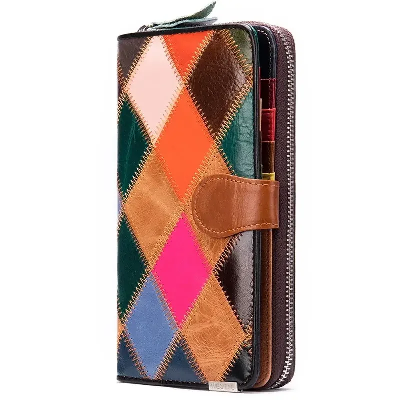Genuine Leather Women Long Purse Wallet Credit Card Holder