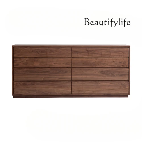 

North America Black Walnut Eight Spares Cabinet Nordic Simple Modern Pure Solid Wood Living Room Bedroom Locker