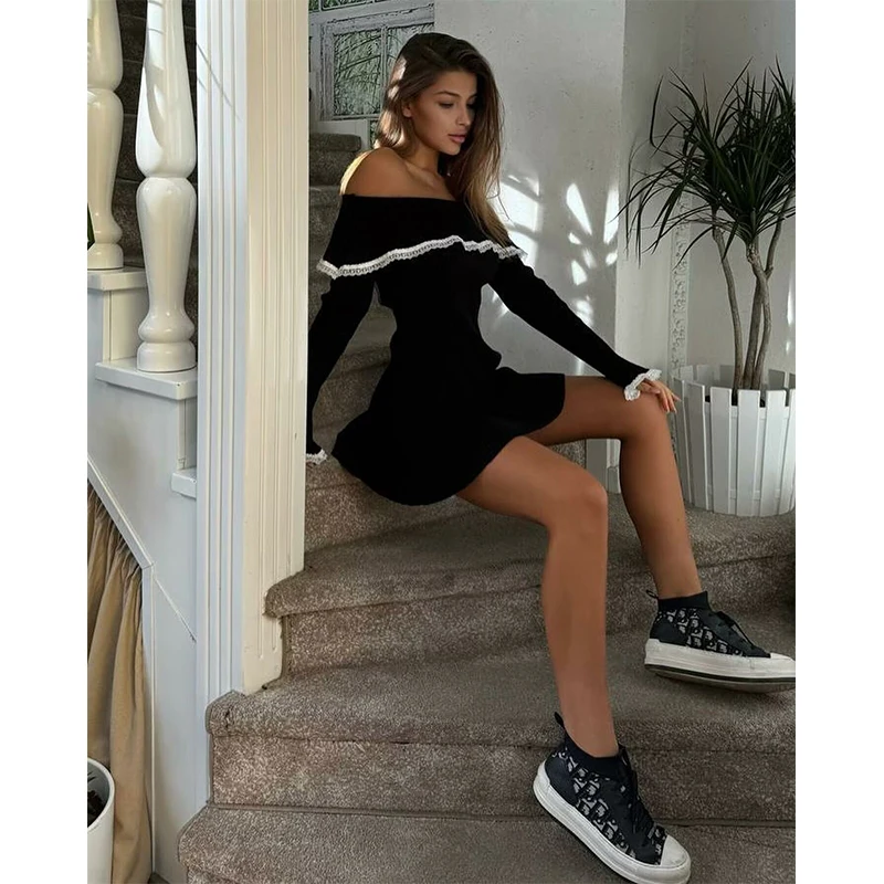 halloween costumes using a black dress Casual And Cozy Off-The-Shoulder Sweater Dress main image 1