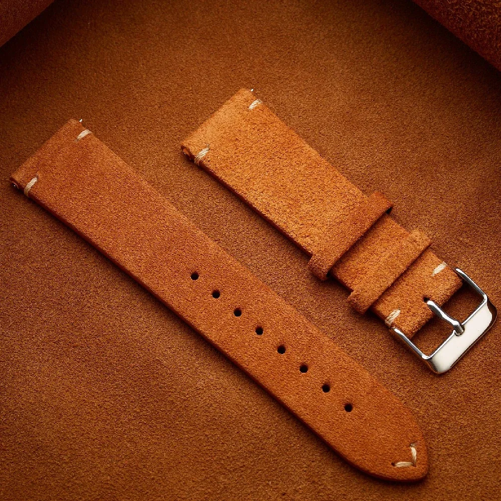 Vintage Genuine Suede Quick Release Watch Straps - Gray, Brown, Black, Beige