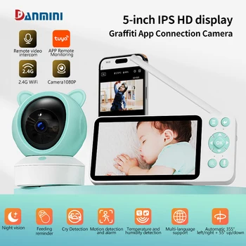 5 "Tuya Smart WiFi Remote Video Surveillance Intercom Sound Detection APP View Control Audio Video Baby Monitor Camera 1080P