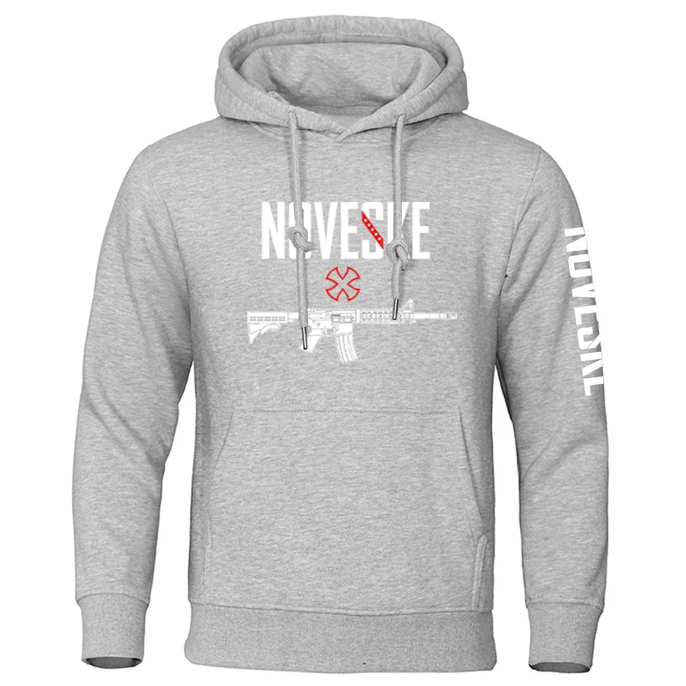 Mens Funny Gun Print Long Sleeve Hoodie