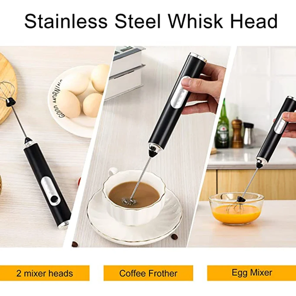 Electric Foamer Mixer Whisk Beater Stirrer 3-Speeds Coffee Milk Drink Frother USB Rechargeable Handheld Food Blender Whisk 5