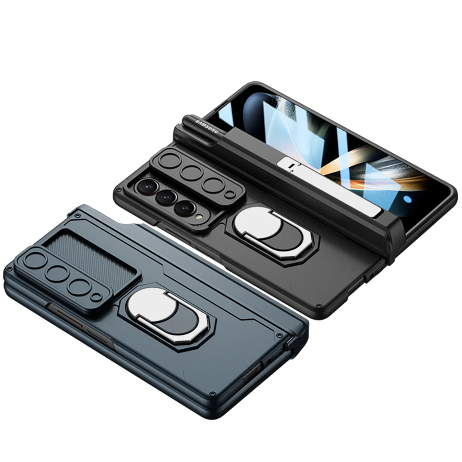 For Samsung Galaxy Z Fold 5 4 3 2 Case Hinge Armor Shockproof Kickstand Magnetic Car Holder 360 Full Screen Protection Cover