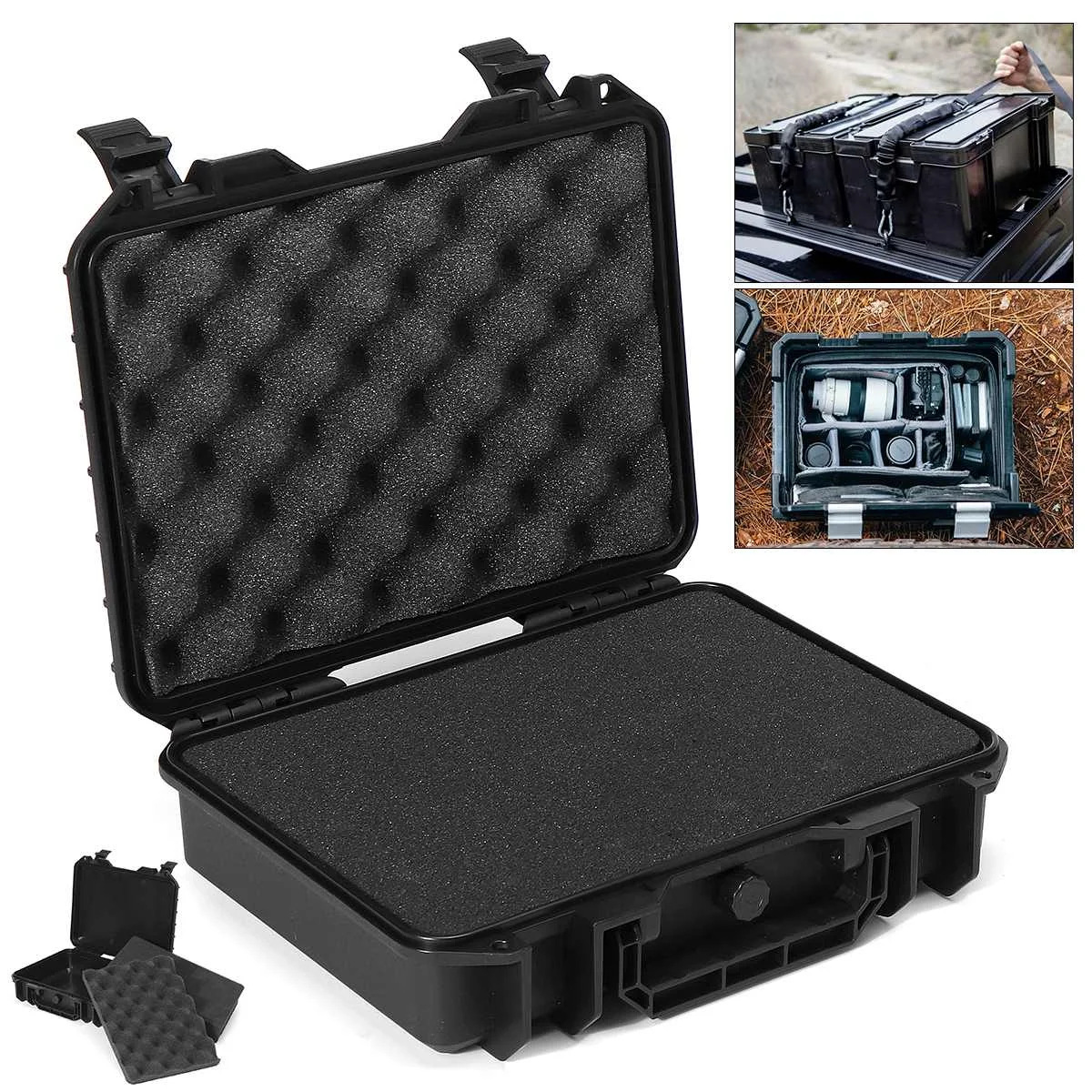 250*200*74mm Waterproof Hand Carry Tool Case Bag Storage Box Camera Photography w/ Sponge