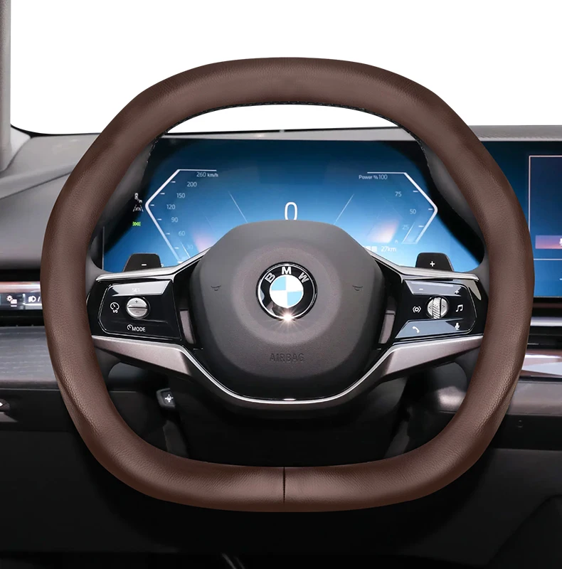 Für BMW 5er i5 Doppelte D-förmige Lenkradabdeckung Ultradünn G60 G61 G68 BEV Mikrofaser-Leder Atmungsaktiv G30 – Detail 15
