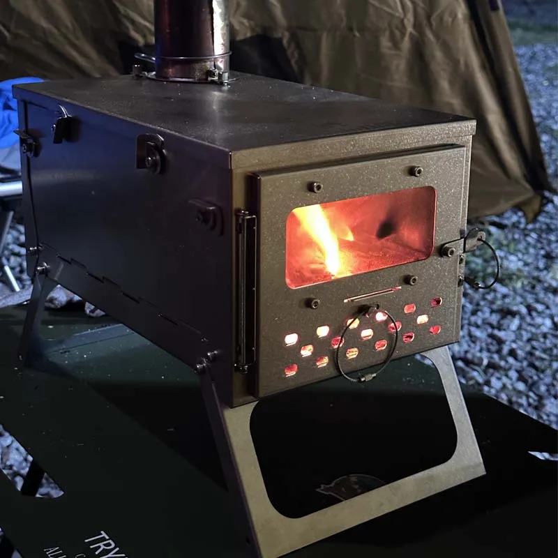 Camping Wood Stove With Roll Chimney Damper Hot Tent Stove Oven Portable  Backpack Firewood Burner Outdoor Folding Burning Stove - AliExpress
