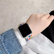 

Decoration Strap for Apple watch band 44mm 40mm correa 38/42mm belt Printed Silicone bracelet iWatch serie 5 4 SE 6 7 41mm 45mm
