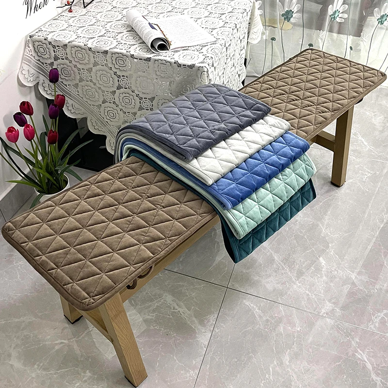 

Winter Thicken Plush Long Bench Cushion Soft Velvet Rectangular Chair Mat Sofa Card Seat Cushion Lounger Chair Seat Pad