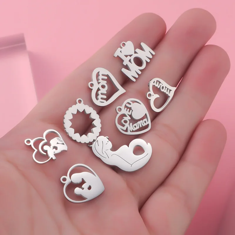 Ladyfun Personalized Love Mom Heart Charm Designer Bracelet Pendant  Stainless Steel Charms Bulk For Mother's Day Gifts Making - AliExpress