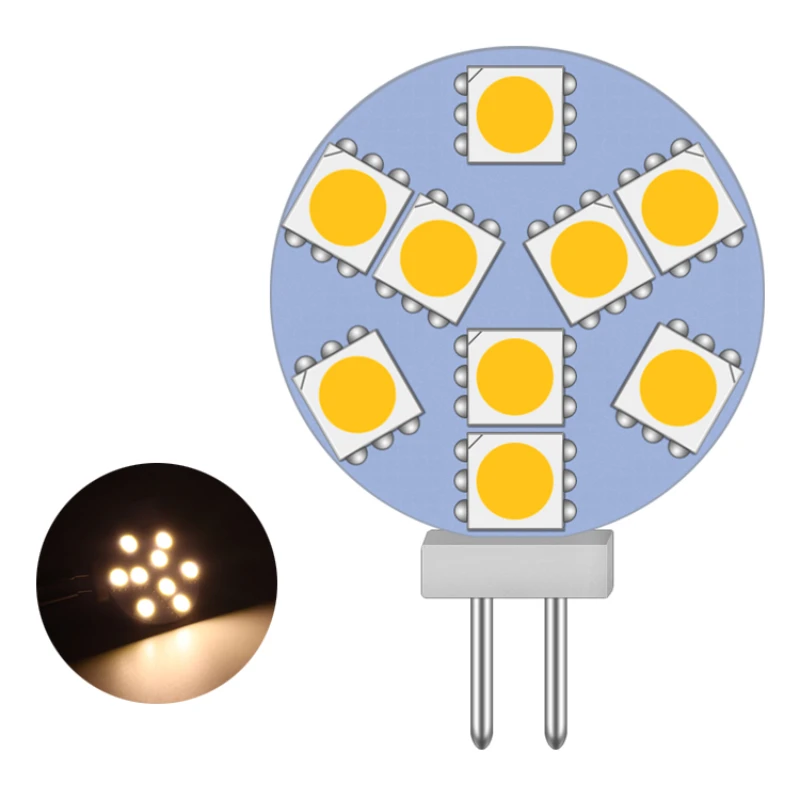 CBconcept 5-Pack LED G4 Bulbs - 320 Lumens, 2W (Replaces 20W Halogen), Soft White 4000K, Dimmable, 12V AC/DC